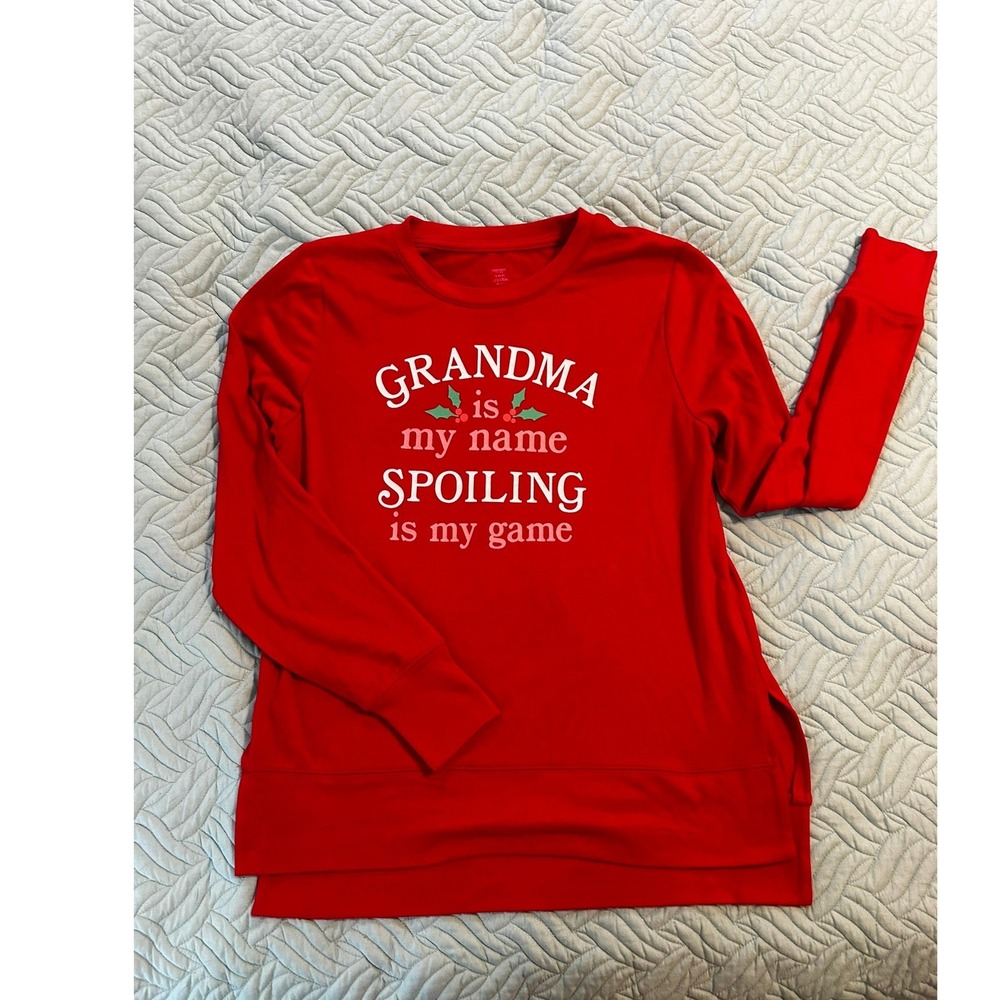Holiday Time Grandma Spoiling Is My Game Red Christmas Graphic Top Small 4-6